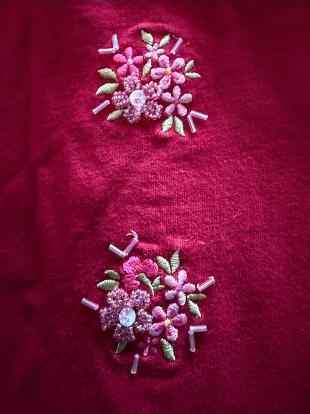 Girls Red Floral Embroidered Set